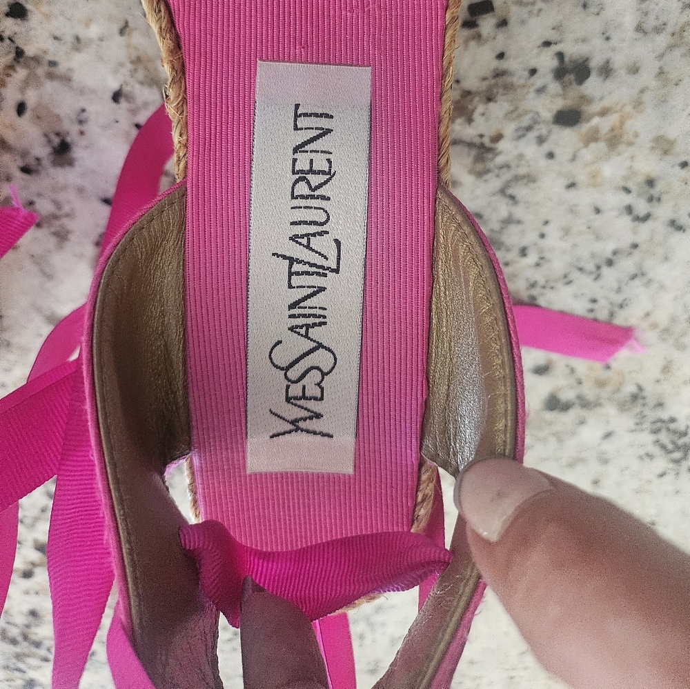 SOLD....Yves Saint Laurent Pink Wedge Sandals - Picture 6 of 12